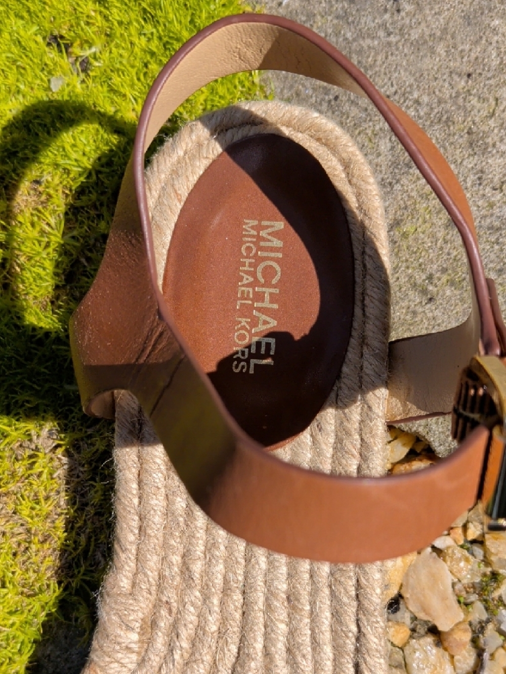 Michael Kors Tan Leather Espadrille Flat Summer Sandals - Picture 4 of 12